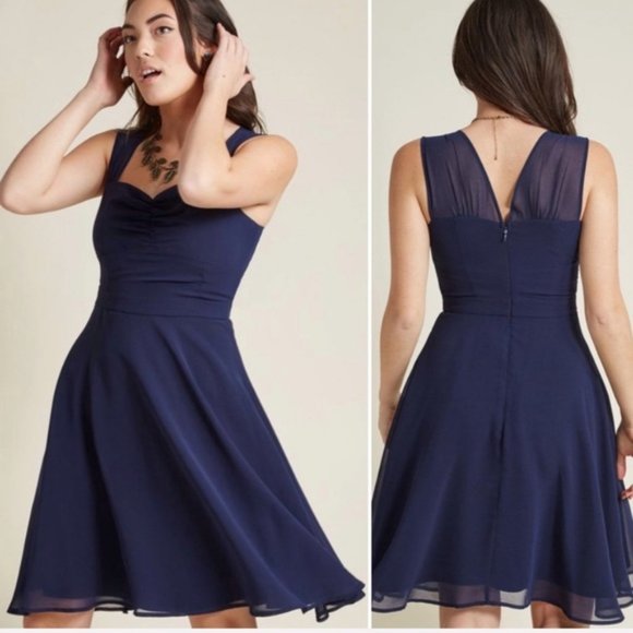 Modcloth Dresses & Skirts - Modcloth Blue Sleeveless Chiffon Cocktail Dress XL